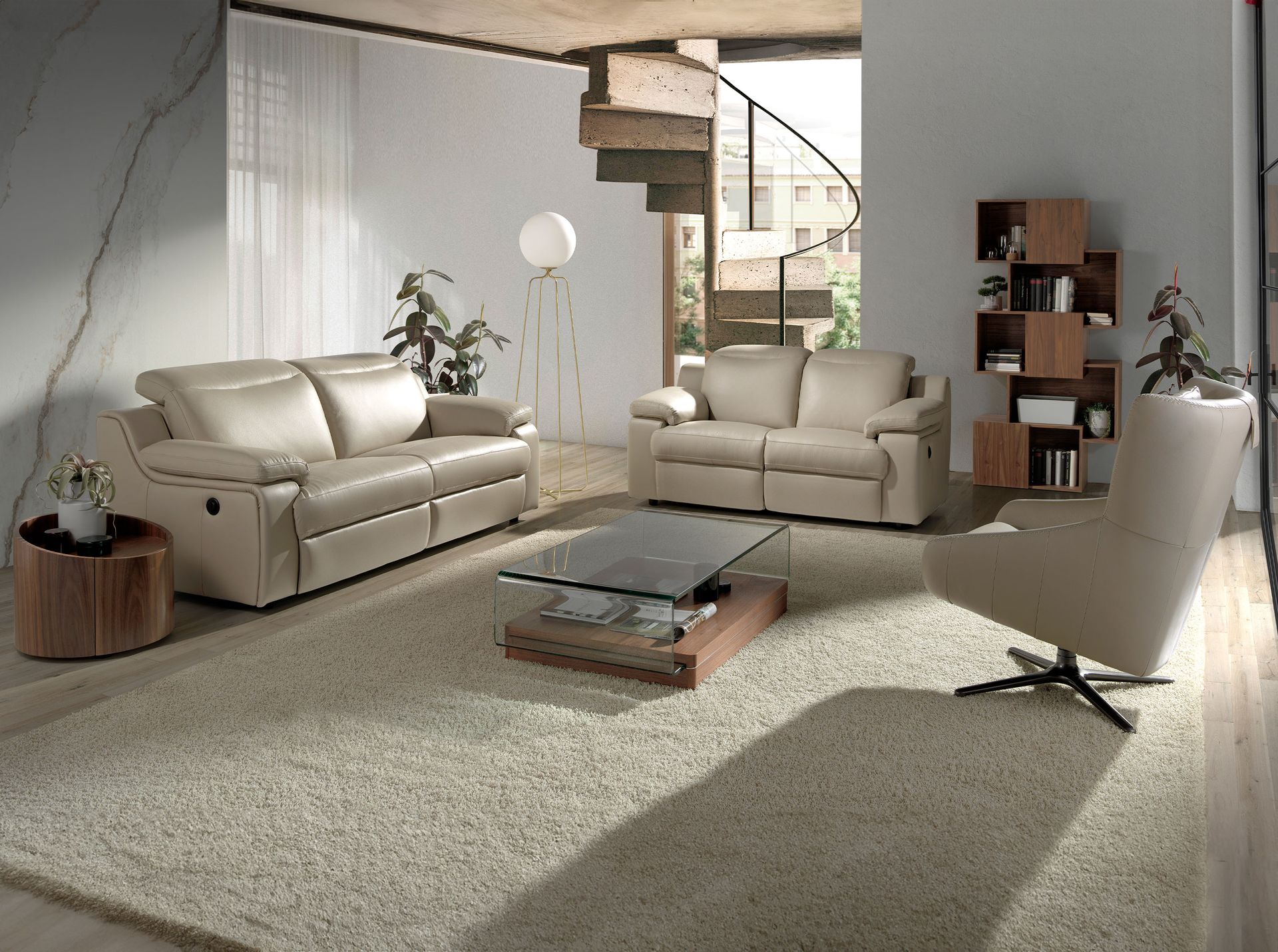 Поворотное кресло 5090/A1001-M5652 с кожаной обивкой Angel Cerda