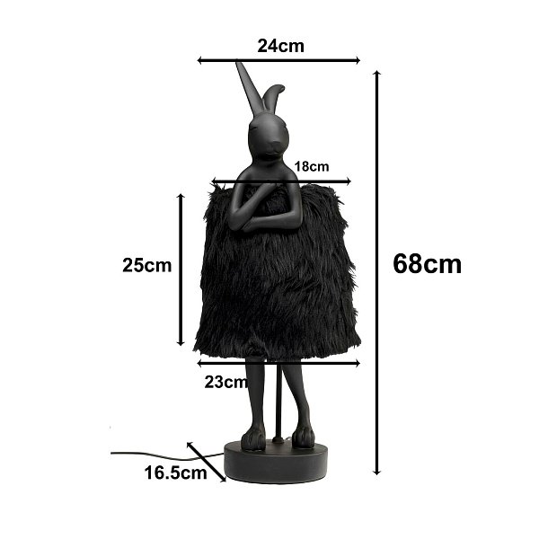 Светильник настольный Animal Rabbit Fur Black/Gold 68cm KARE 56673