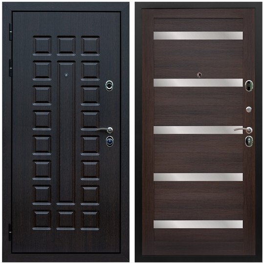 Дверь входная Graf Люксор 3К Шагрень черная / МДФ 16 мм СБ-14 Эковенге стекло белое