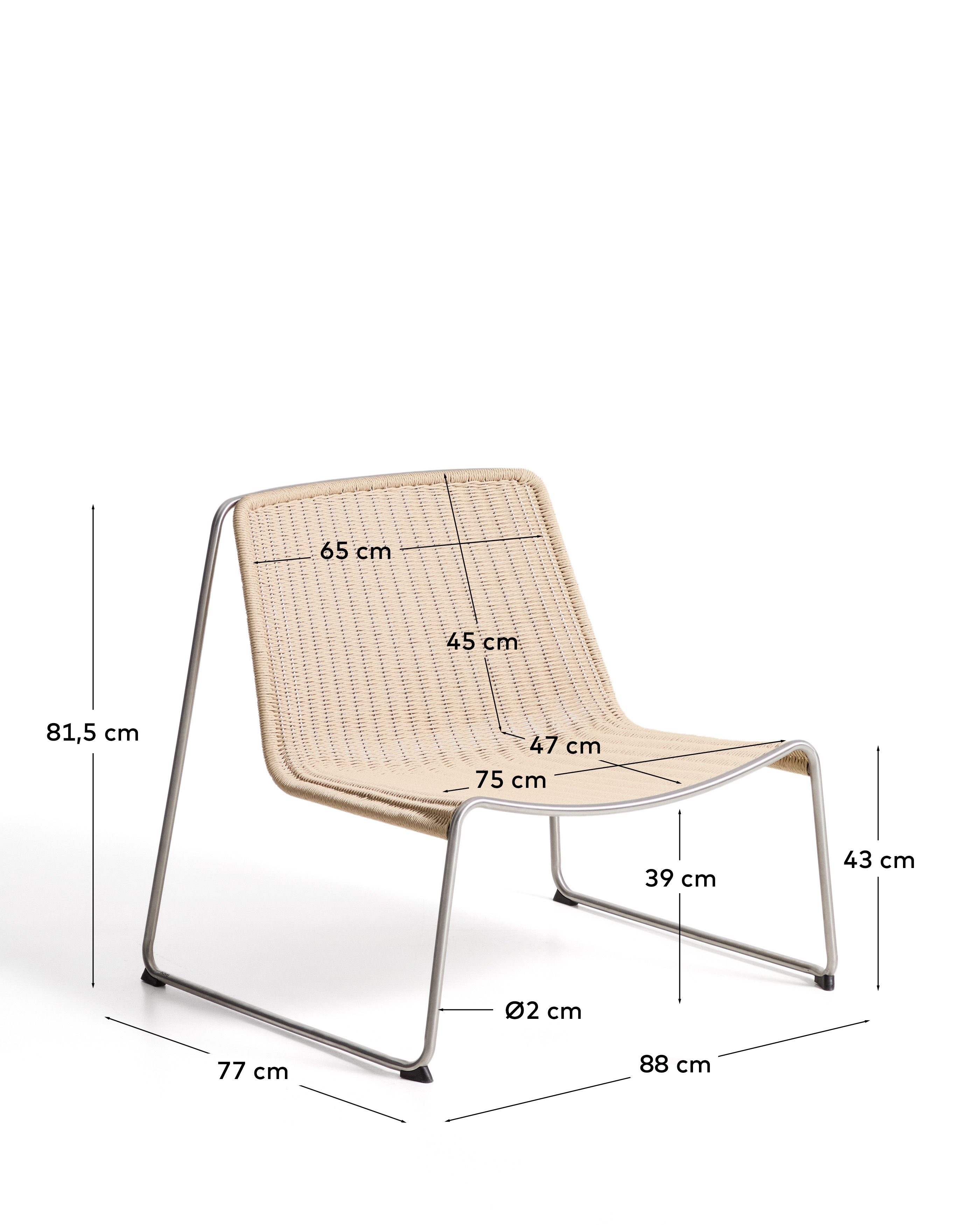 Уличное кресло Tavari из бежевой веревки и стали La Forma 481661