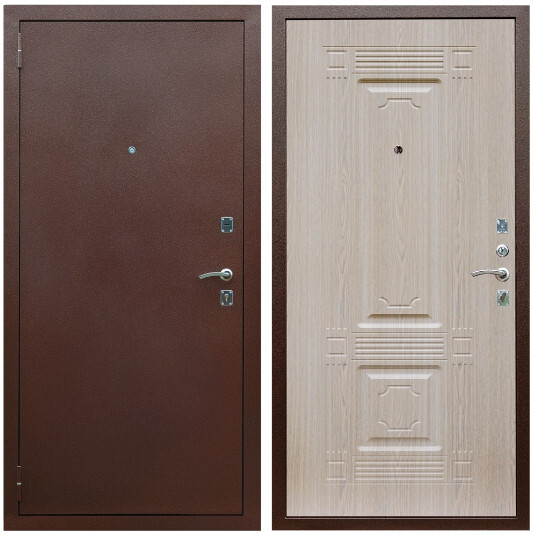 Дверь входная Graf Эконом Антик медь / МДФ 6 мм ФЛ-2 Дуб беленый