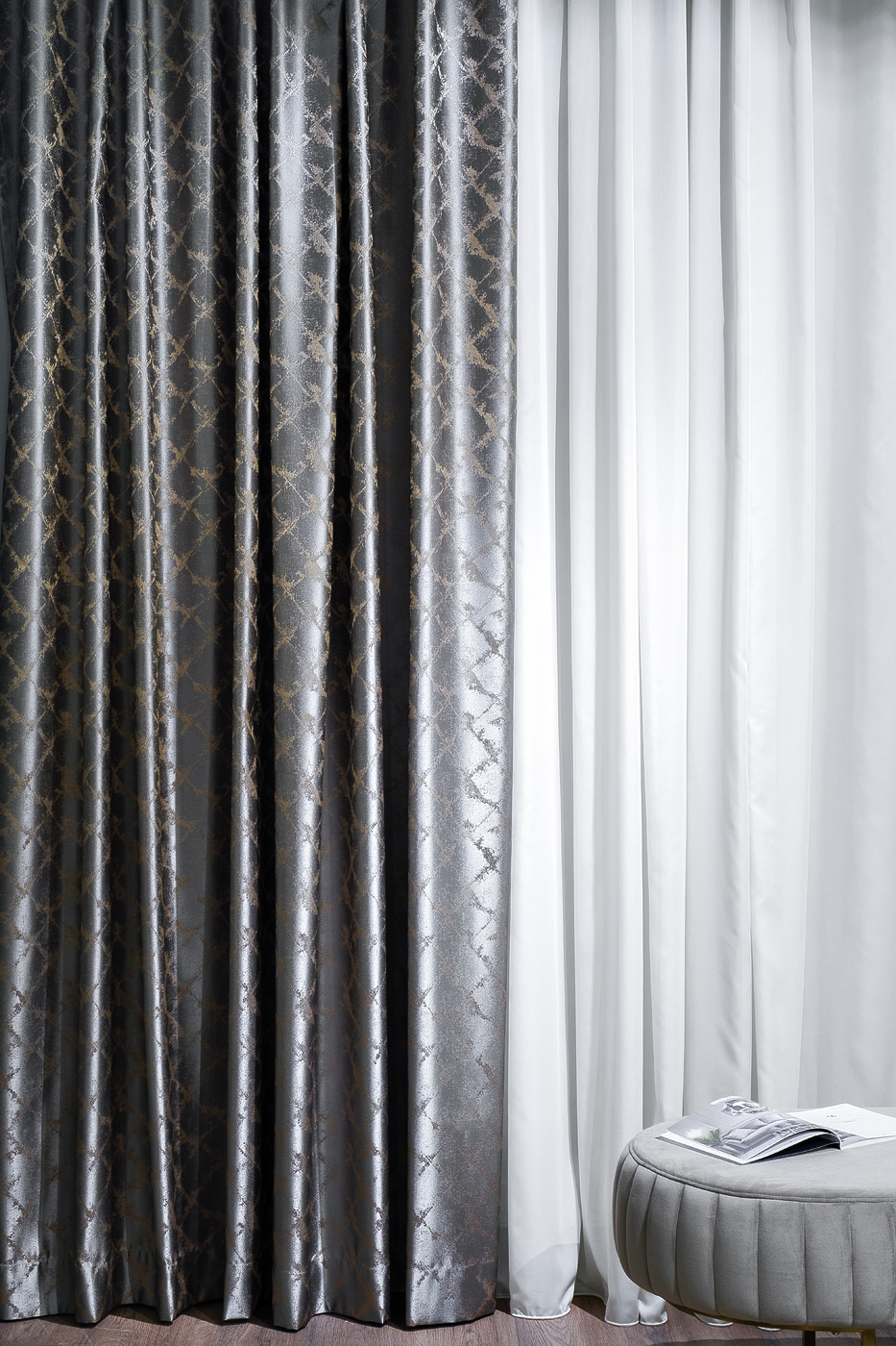 Портьера TRENTO 275х260см серая Garda Decor 121GD-GAB1306-PORT SER