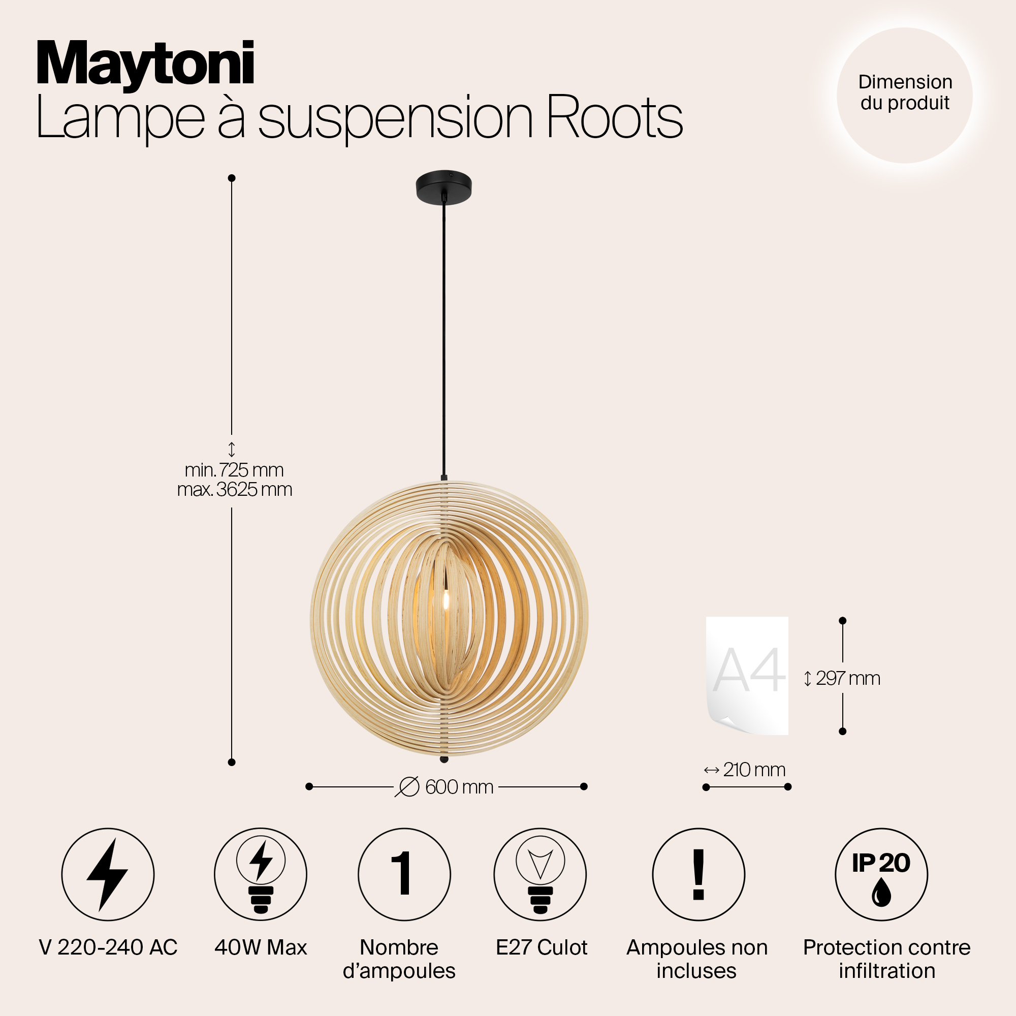 Подвесной светильник Maytoni MOD197PL-01W2