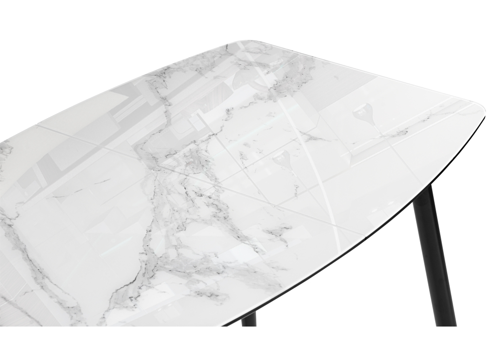 Стол Woodville Эмма вставка стекло / черный / черная шагрень 462139