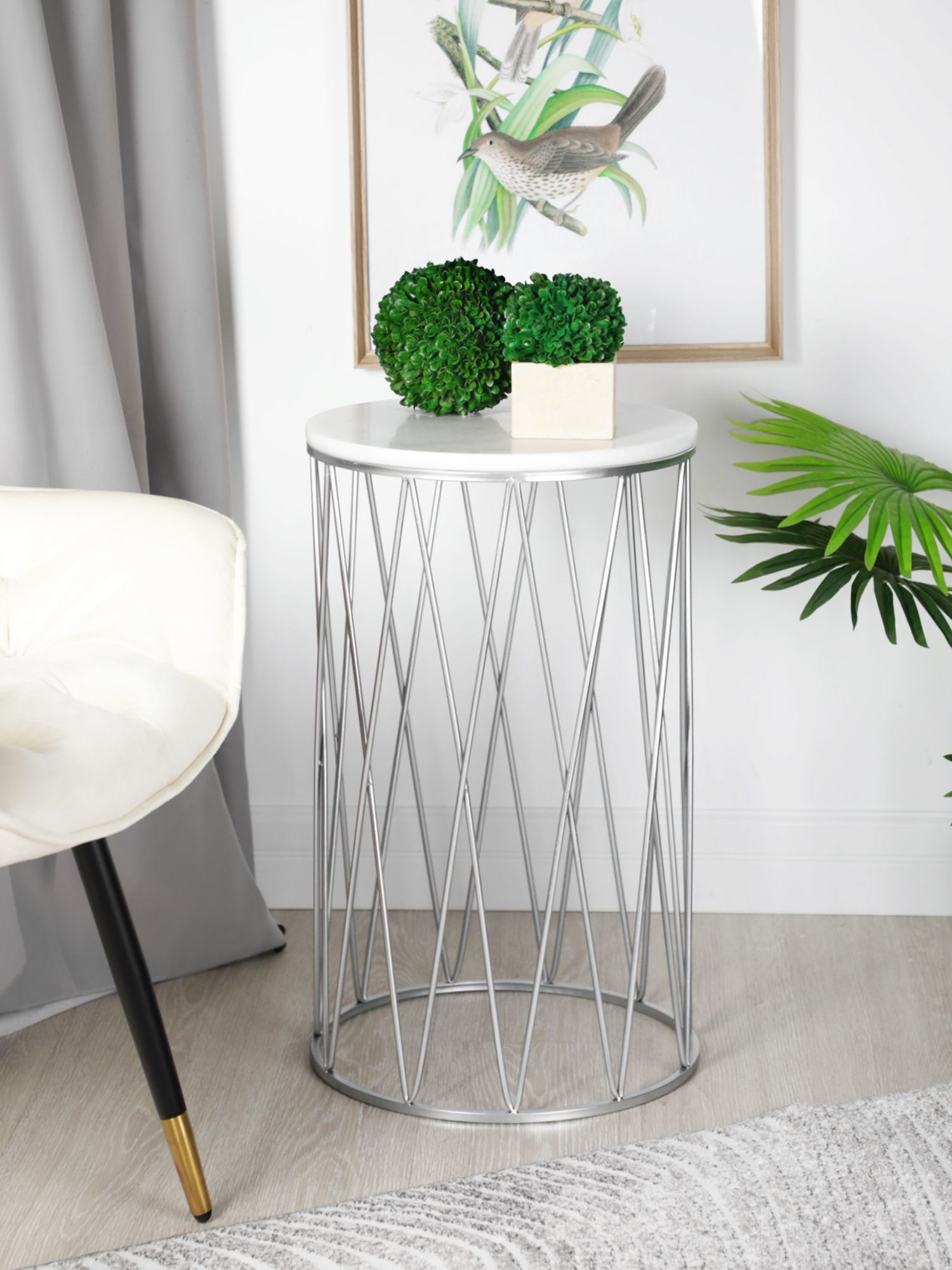 Столик интерьерный с белым мрамором Glasar 54-243