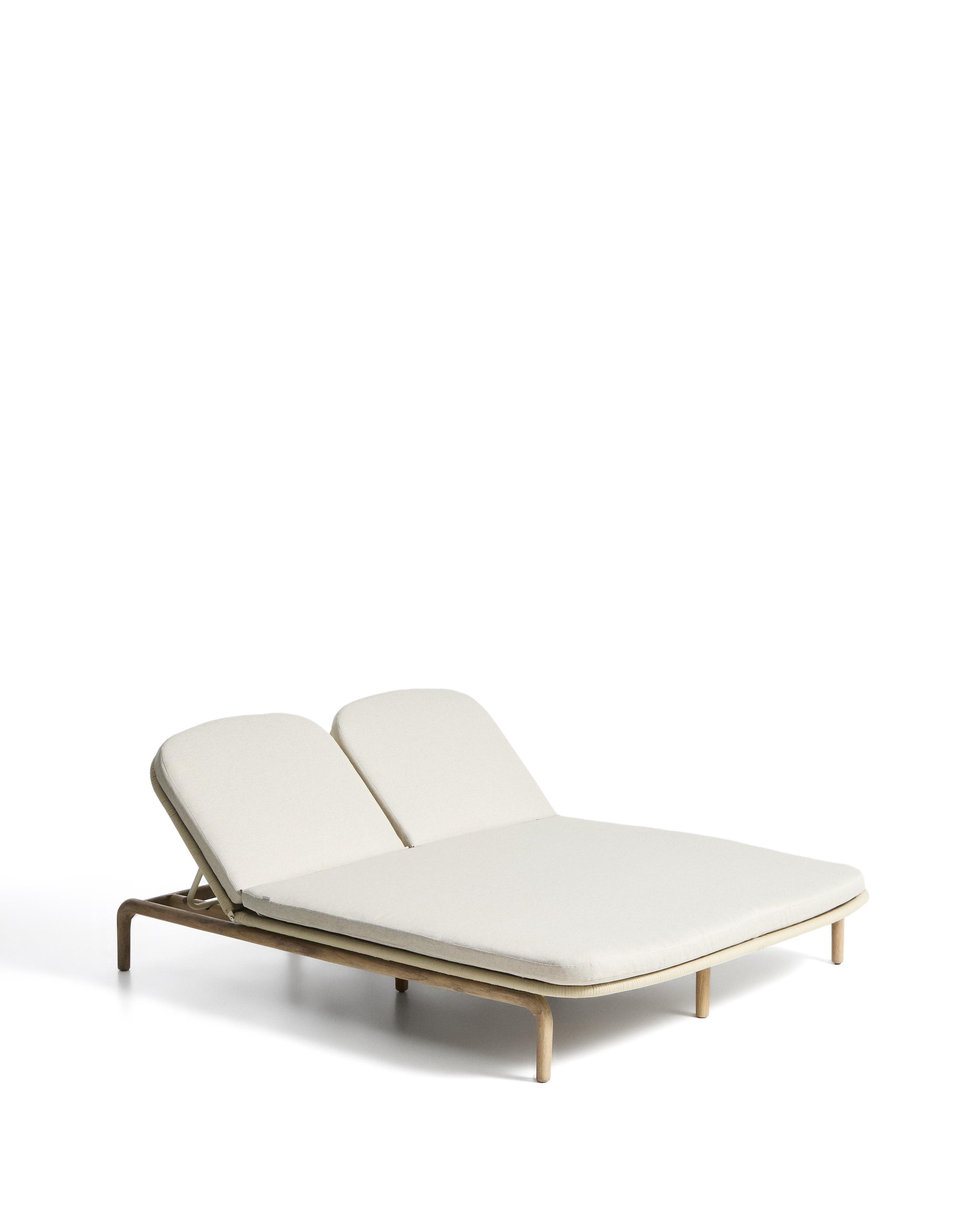 Двойной шезлонг Alipa из массива акации и веревки цвета экрю La Forma 481343