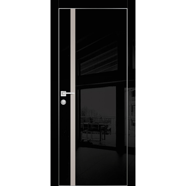 Межкомнатная дверь Graf HGX-8 Латте мателак Черный глянец (2000 х 900)