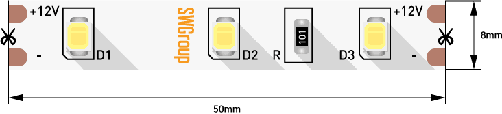 Лента светодиодная SWG SWG260-12-4.8-W-M