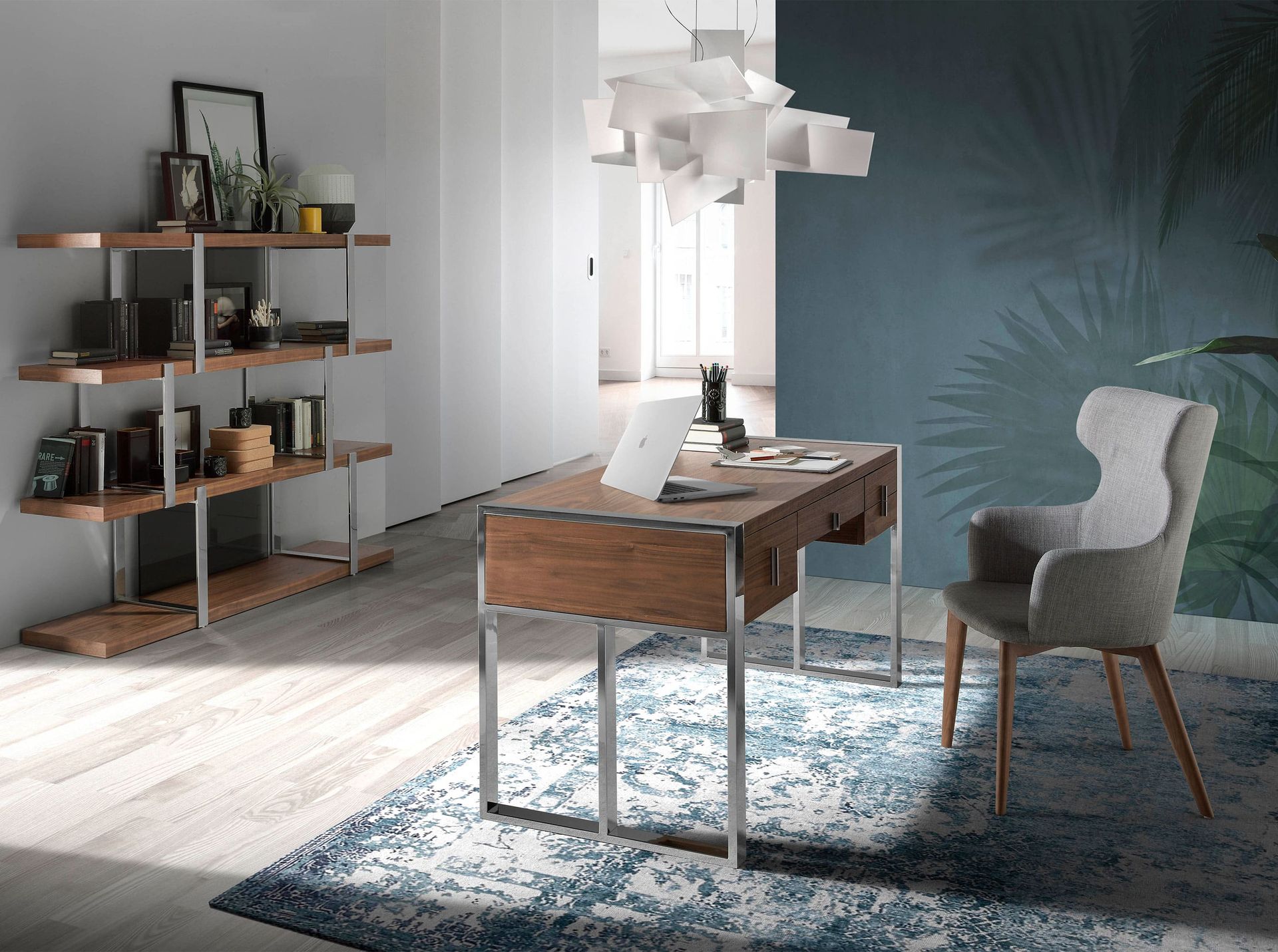 Письменный стол MQ2003 /3135 орех и хромированная сталь Angel Cerda