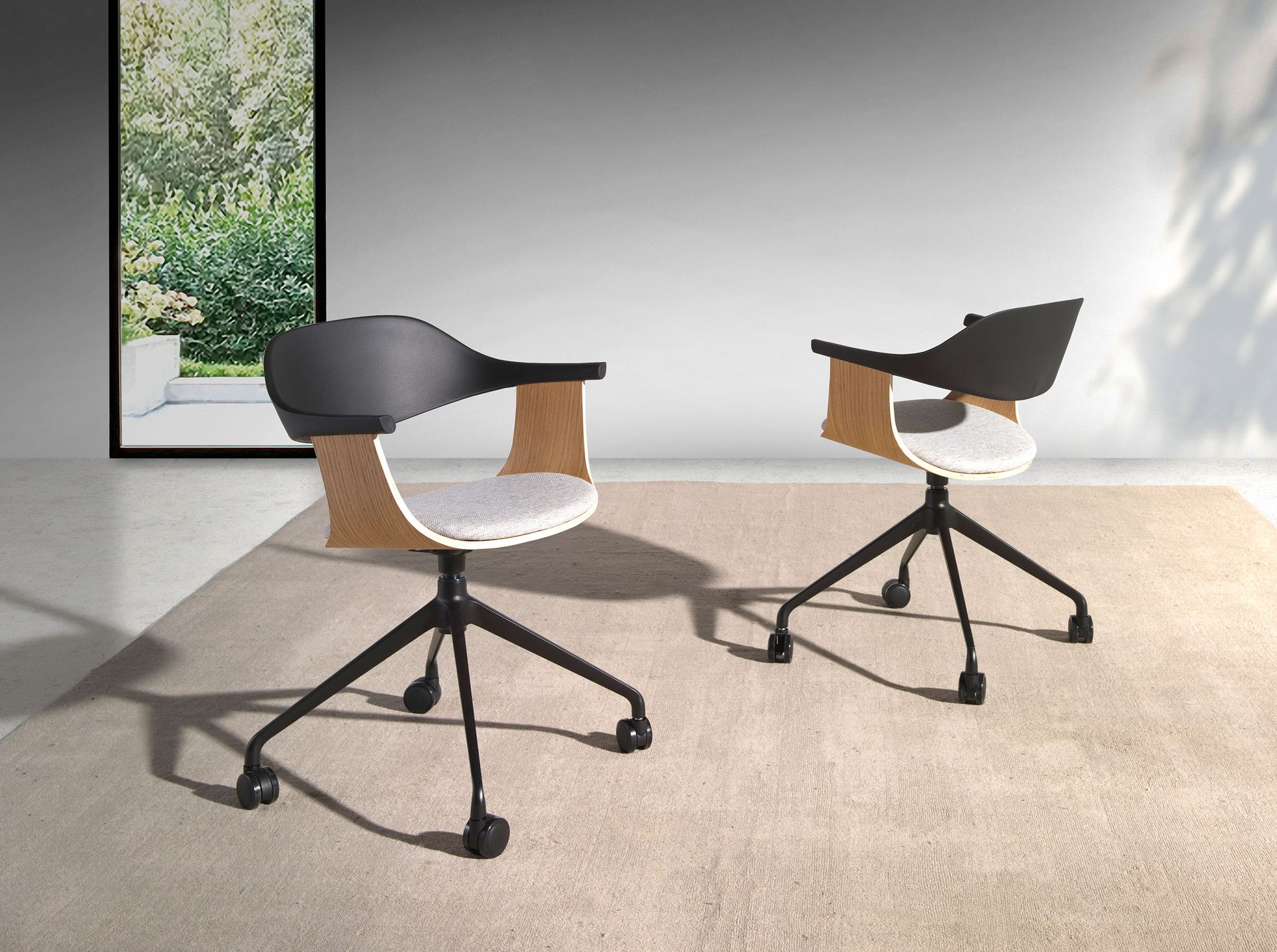 Офисный вращающийся стул 4130/DC-S200D из светло-серой ткани и пластика Angel Cerda