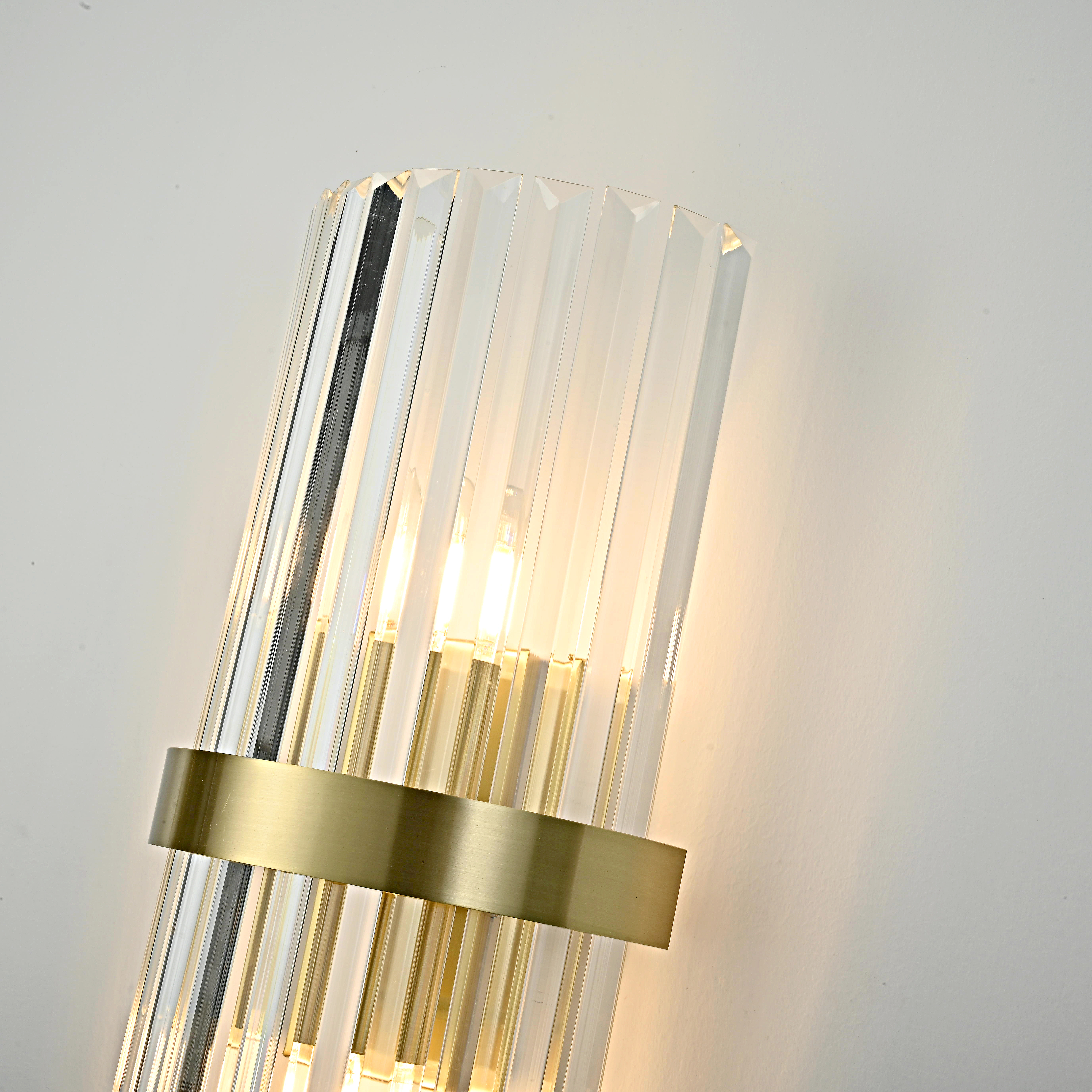 Бра Odeon Clear Glass Gold Metal Wall Lamp By Imperiumloft