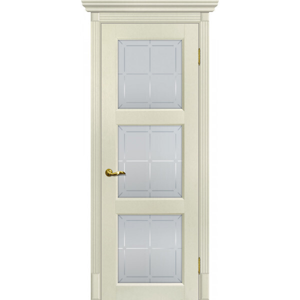 Межкомнатная дверь Graf Тоскана-4 Сатинат с художественным рисунком решетка Ваниль (2000 х 900)