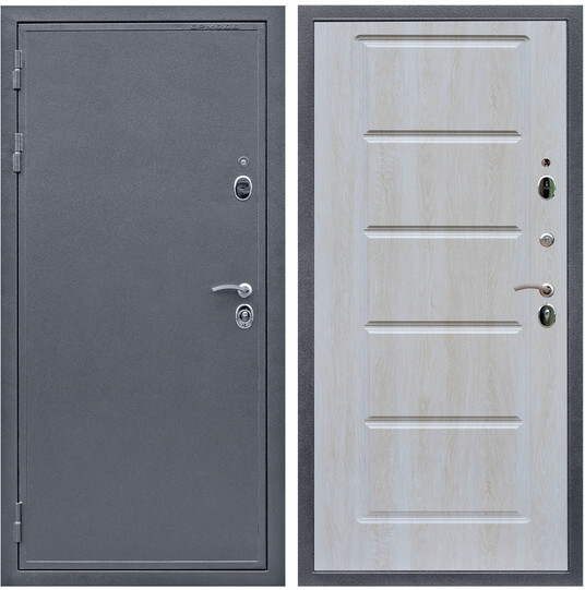 Дверь входная Graf Лондон 2 Антик серебро / МДФ 16 мм ФЛ-39 Дуб Филадельфия крем