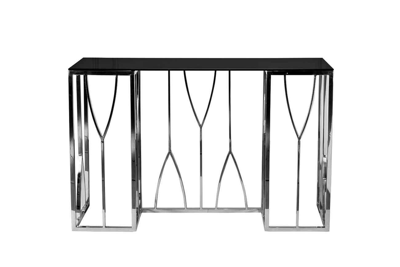 Консоль черное стекло/хром Garda Decor 13RXC3102-SILVER