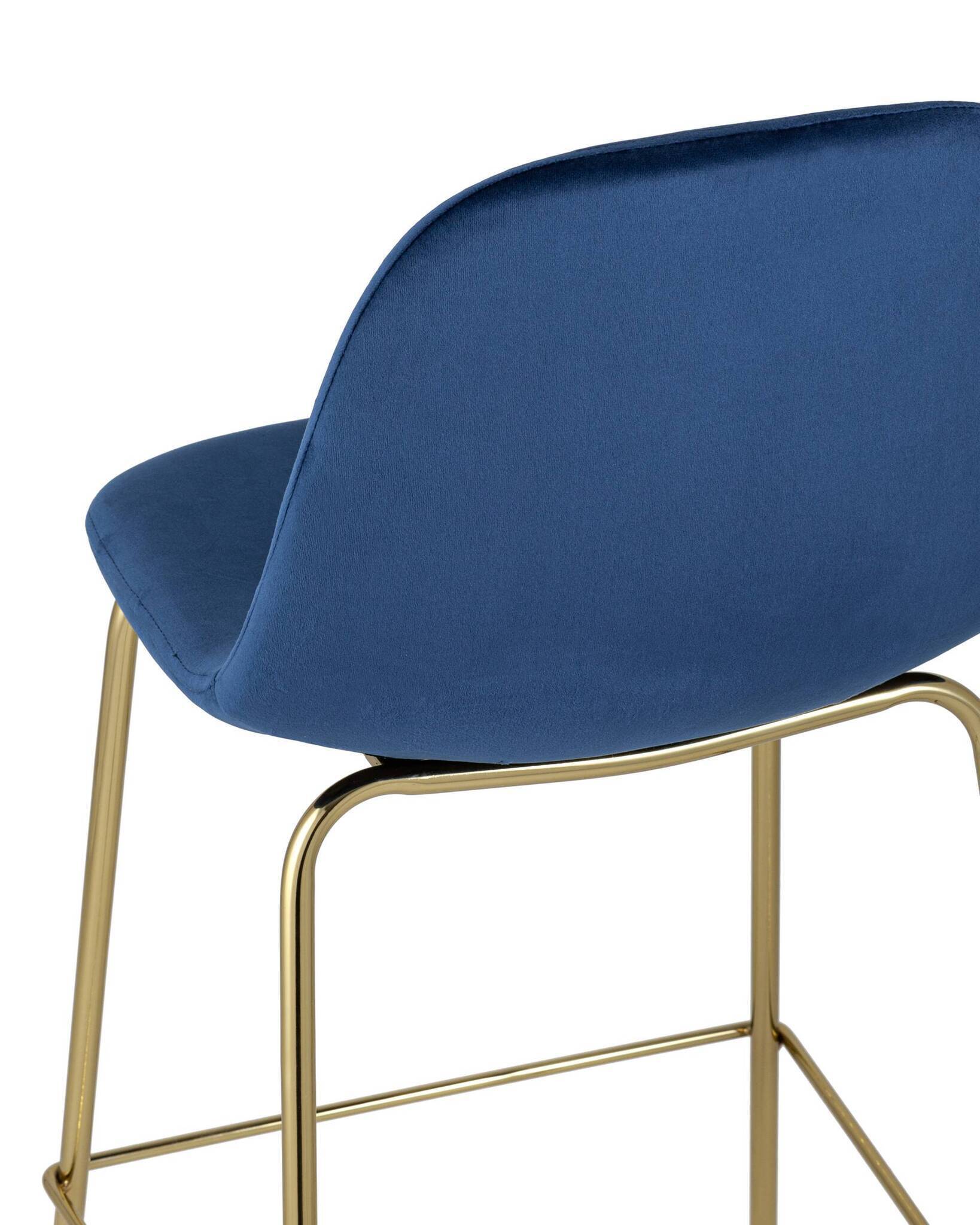 Стул полубарный Валенсия велюр синий золотые ножки Stool Group