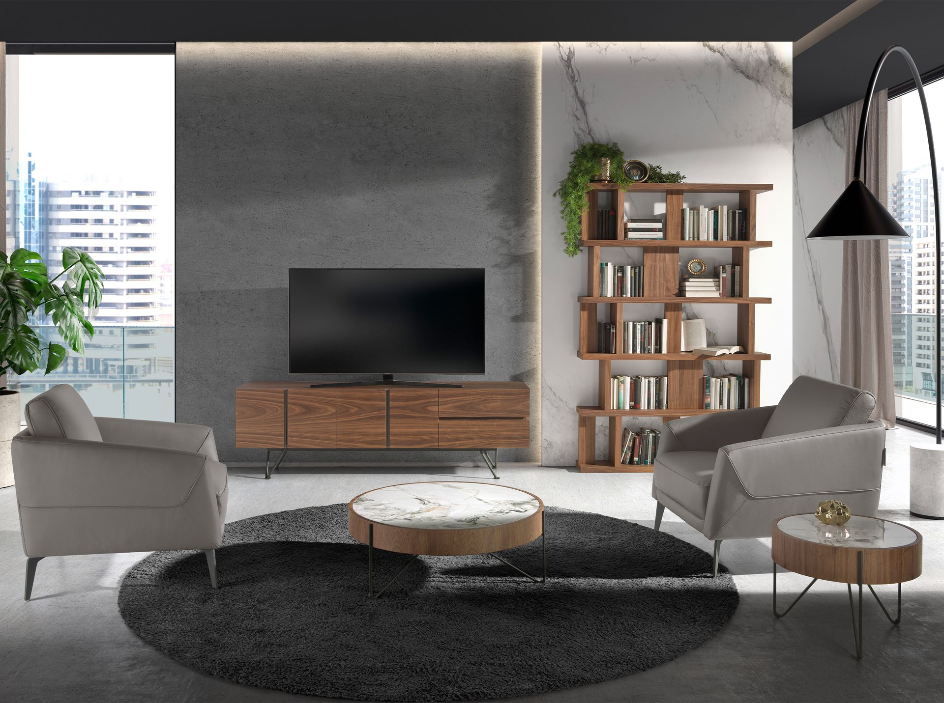 Тумба под телевизор 3260/MF2308 из ореха и черной стали Angel Cerda