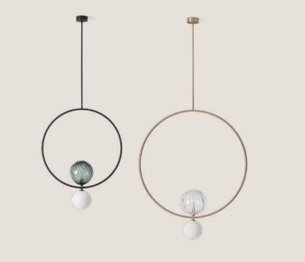 Подвесной светильник Level черный 60 см, плафоны 1302/200/зеленый, 1302/140/OPAL Aromas del Campo