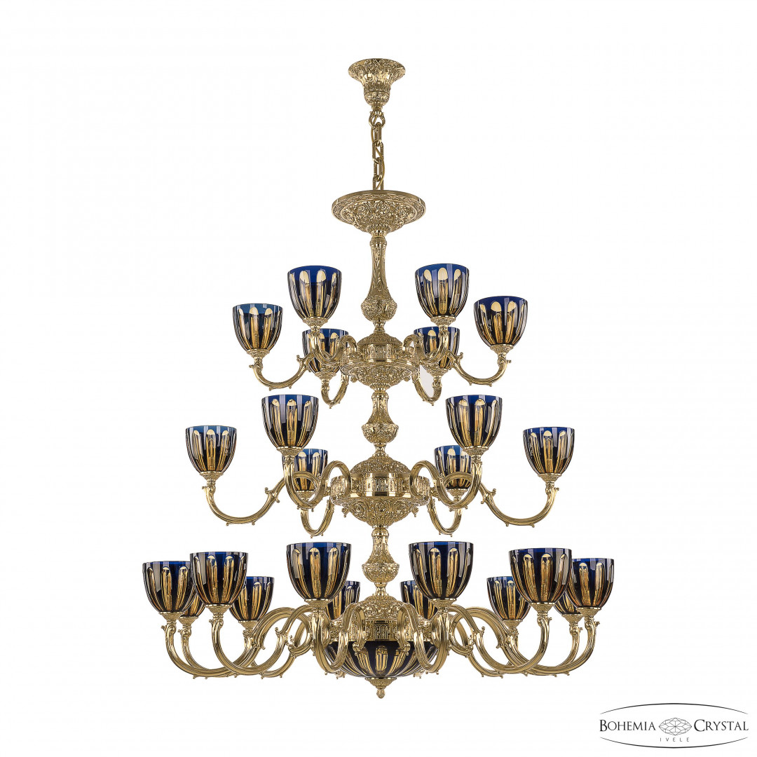 Люстра бронзовая 72101P/12+6+6/360/3d G P1 U Amber-Blue/H-1H