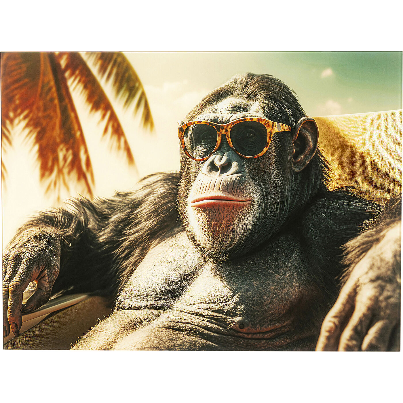 Картина стеклянная Holiday Monkey 80x60 см KARE 56272
