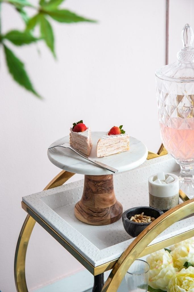 Блюдо для торта с белым мрамором Glasar 78599-DS