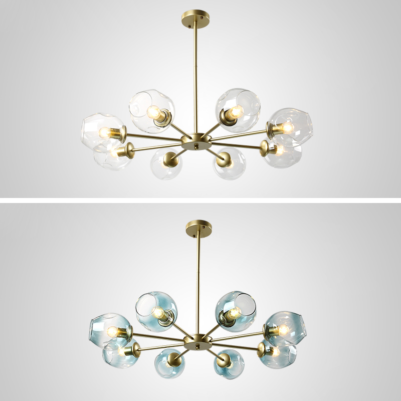 Люстра на штанге MARINE D104 10 lamps Black/Transparent by ImperiumLoft