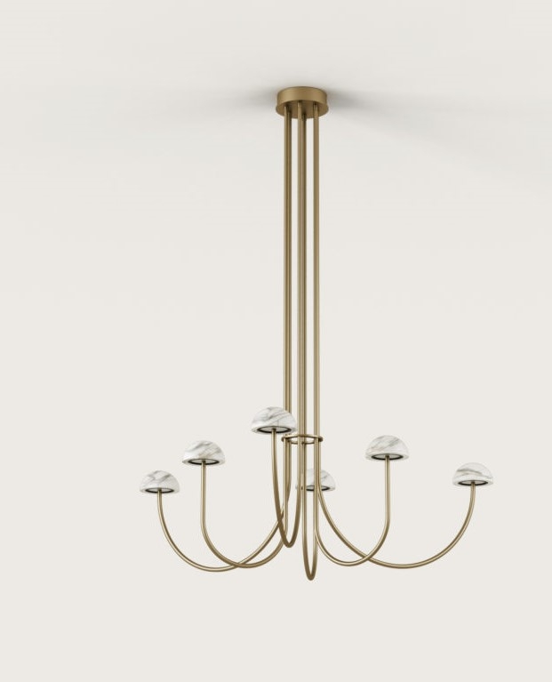 Подвесной светильник Dussa 6L золотой металл / белый мрамор Aromas del Campo