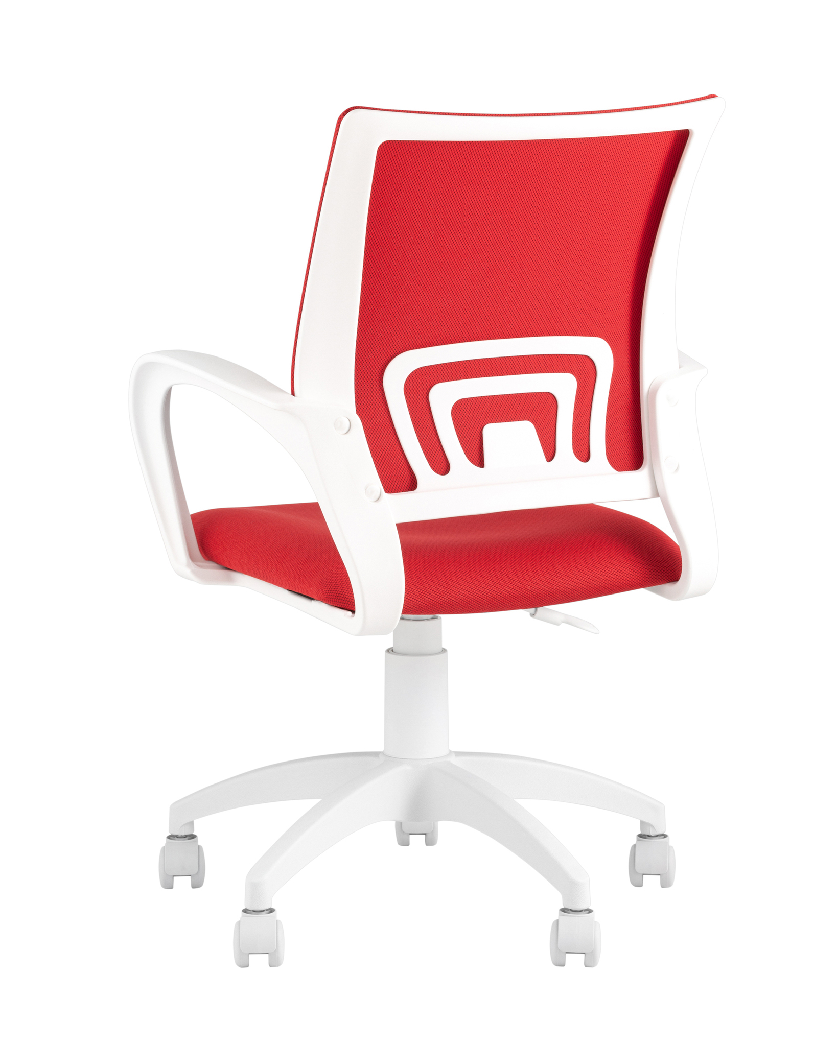 Кресло офисное Topchairs ST-BASIC-W спинка белая сетка сиденье красная ткань крестовина белый пластик Stool Group