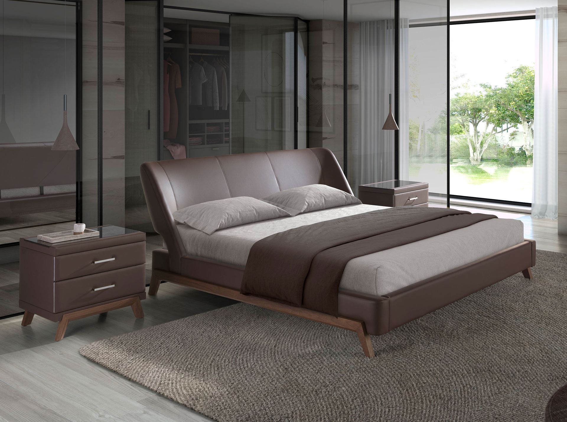 Кровать 7159/GC1713 из экокожи шоколадно-коричневого цвета Angel Cerda