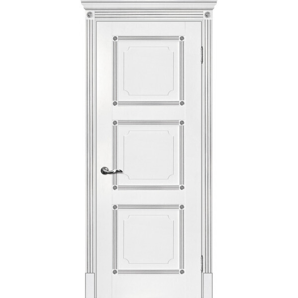 Межкомнатная дверь Graf Флоренция-4 белый, патина серебро (2000 х 600)