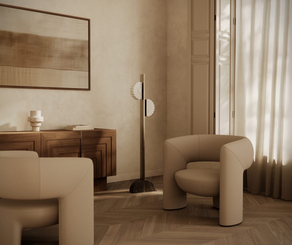 Торшер Gina золотой металл/черный мрамор Aromas del Campo