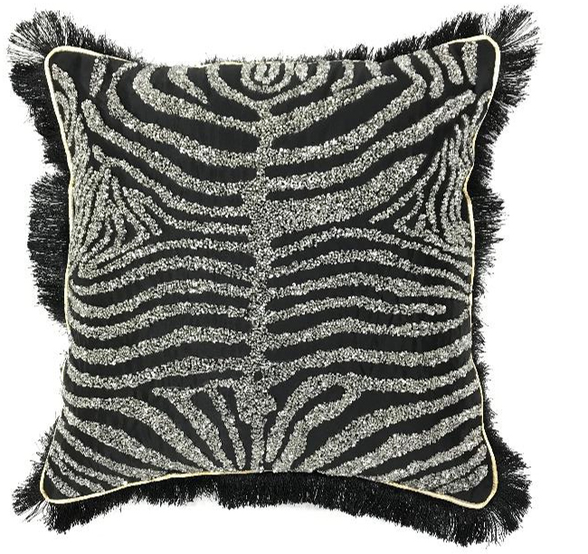 Подушка декоративная с бисером Зебра черная Garda Decor 70SW-30308