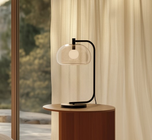 Настольная лампа Cloud прозрачное стекло/черный металл Aromas del Campo