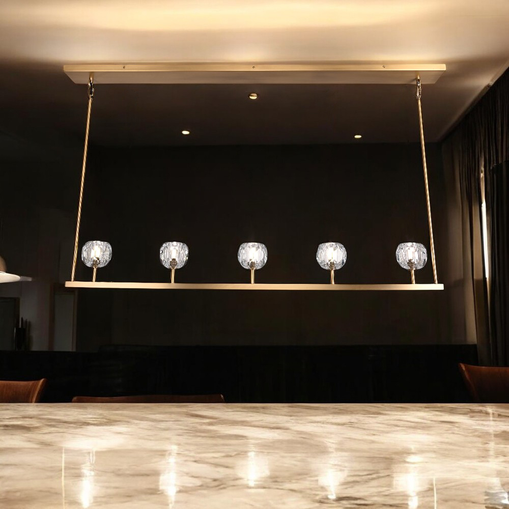 Люстра RH Boule De Cristal Linear Chandelier 5 Bronze by ImperiumLoft
