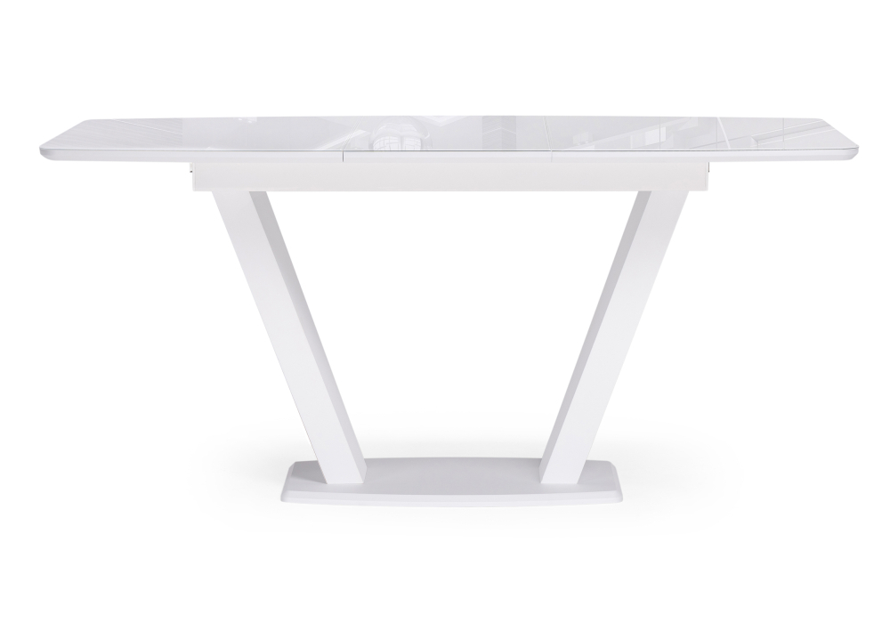 Стол стеклянный Woodville Петир 120(160)х80х75 ультра белый / белый / камень белый 517335