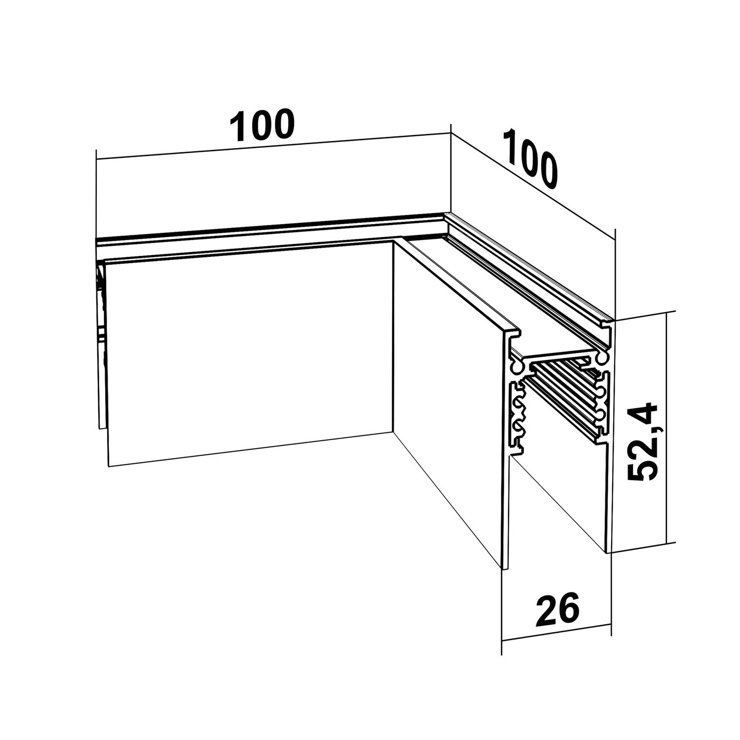 Угол накладной (горизонтальный) для магнитной системы G-АВД-5356 White Угол накладной (горизонтальный) для магнитной системы G-АВД-5356 White