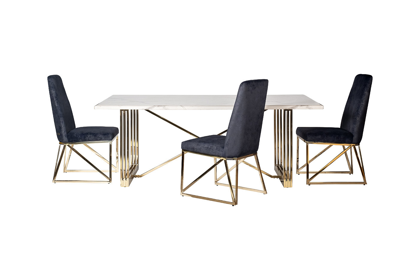 Стул велюровый темно-синий/ножки золото Garda Decor 30C-DX-2014 BLU