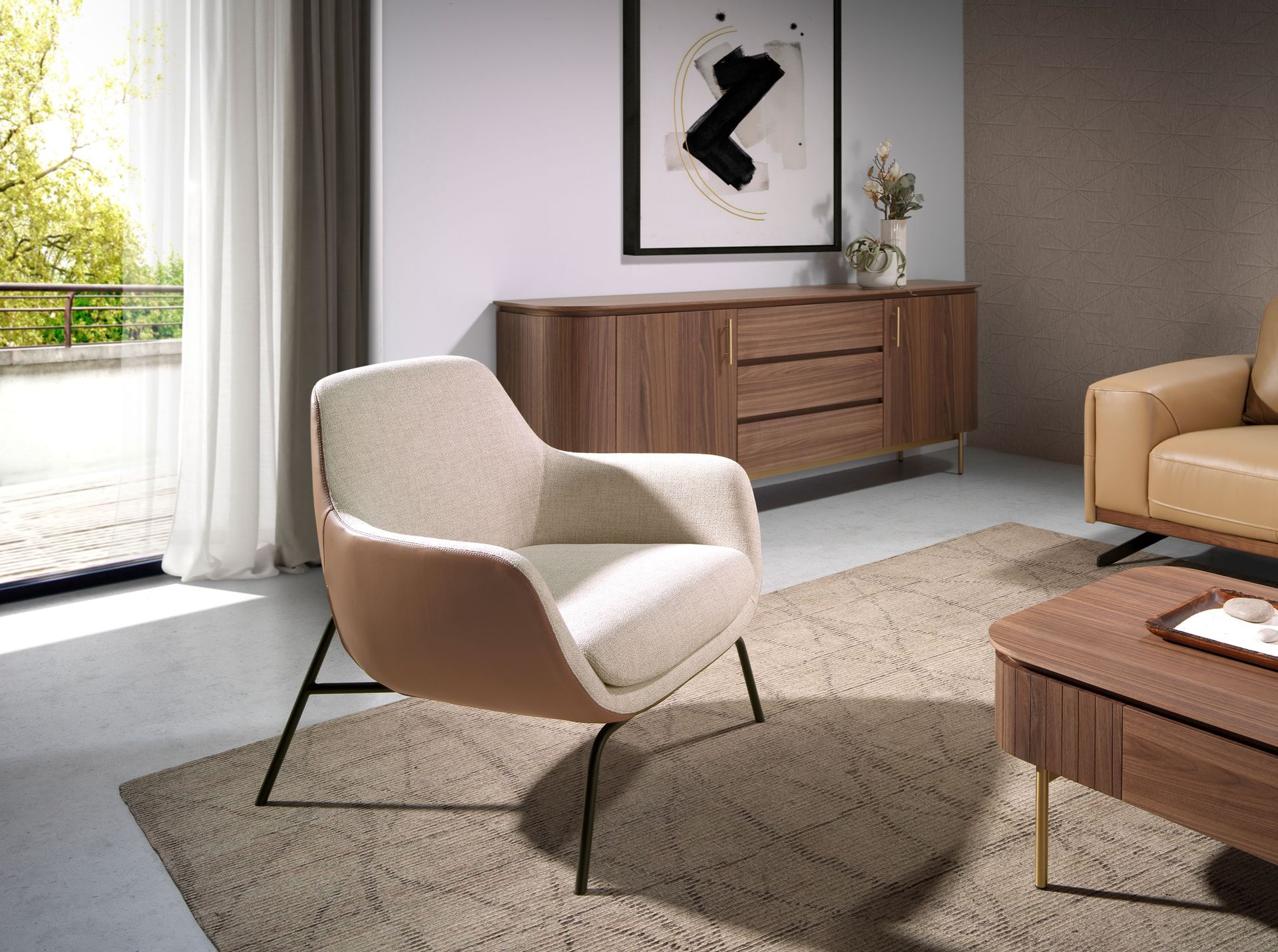 Кресло 5099/A226 с обивкой из ткани и экокожи Angel Cerda