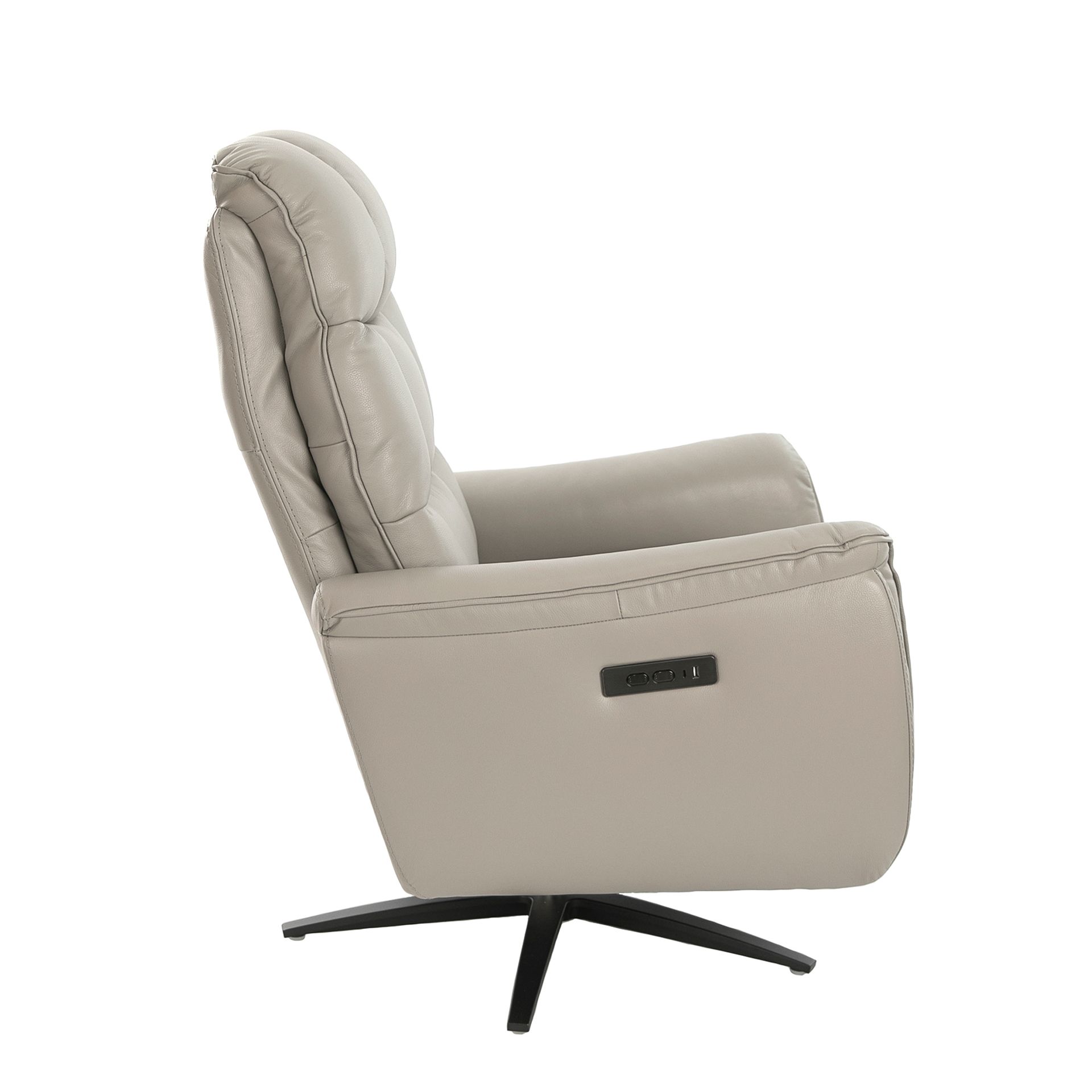 Поворотное кресло-реклайнер 5114/KM-A6010-M565 серое кожаное Angel Cerda