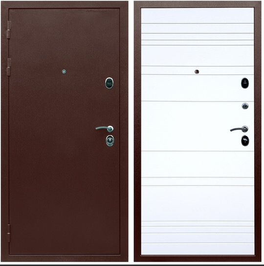 Дверь входная Graf Люкс ТП-70 Антик медь / МДФ 6 мм ФЛ Дуб кантри белый горизонт