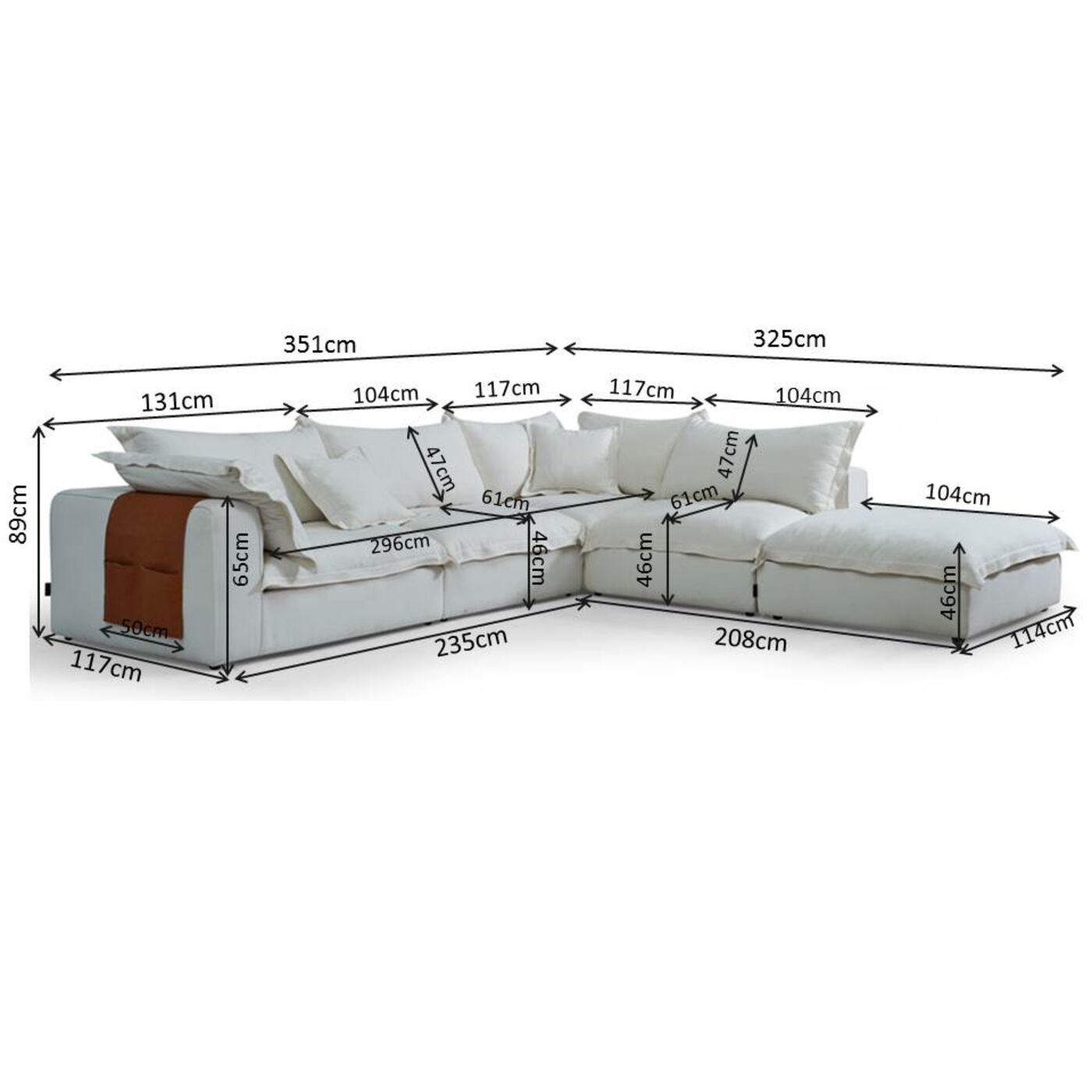 Диван угловой Madeira 351x321cm KARE 88030