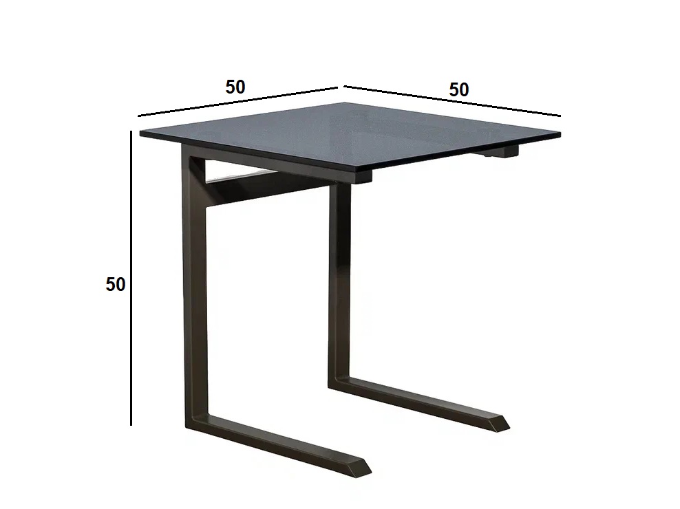 Стол журнальный приставной серый, стекло тонированное 50*50*50 Garda Decor 57EL-11011