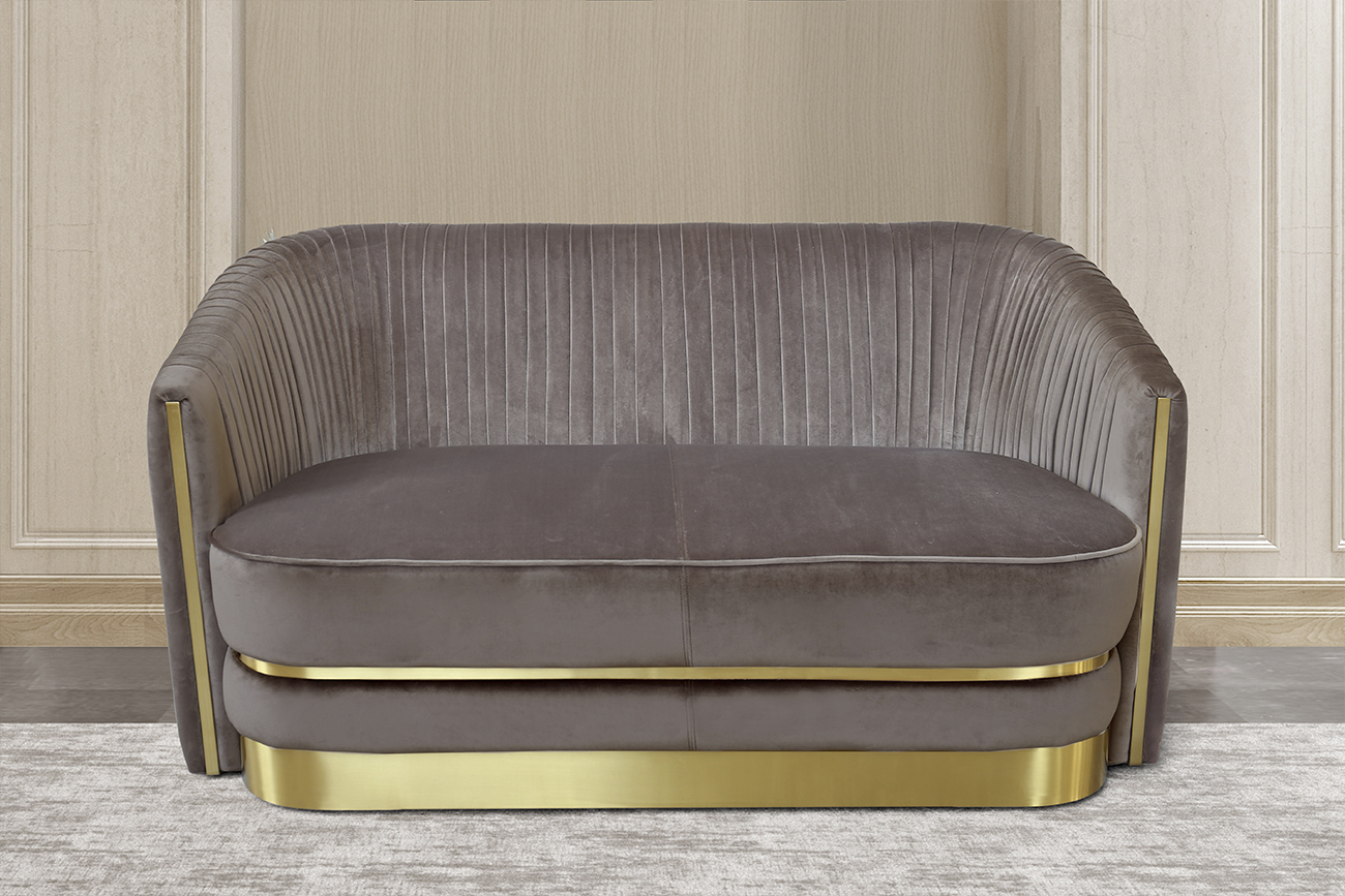 Диван двухместный велюровый серо-коричневый Garda Decor 87YY-1890-2 BRN
