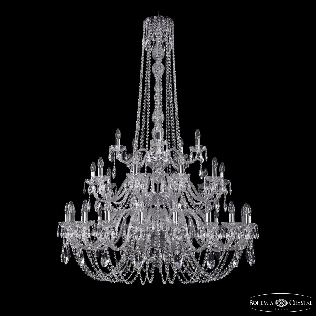 Люстра хрустальная 1402/20+10+5/400/h-158/3d Ni