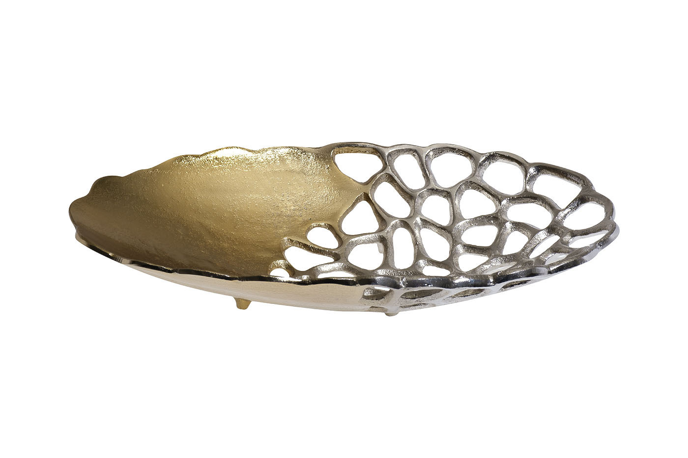 Блюдо декоративное "Соты" золото/хром Garda Decor 71PN-2197