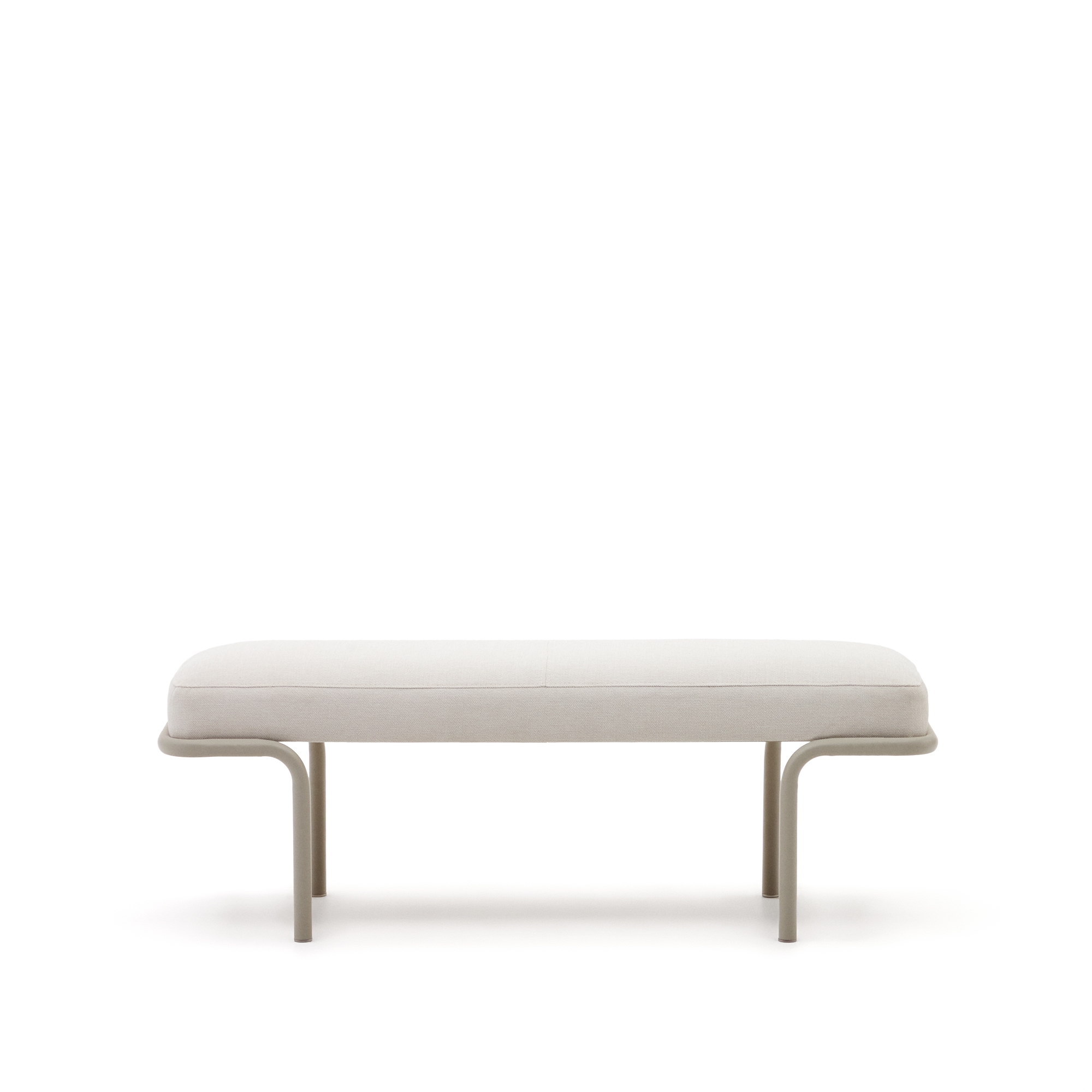 Банкетка Compo из бежевой синели, серые металлические ножки, 130 см La Forma (ex Julia Grup)