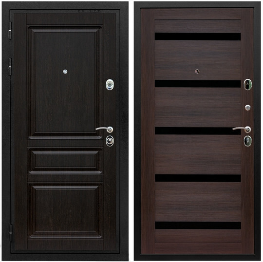 Дверь входная Graf Премиум-Н МДФ 16 мм ФЛ-243 Венге / МДФ 16 мм СБ-14 Эковенге стекло черное