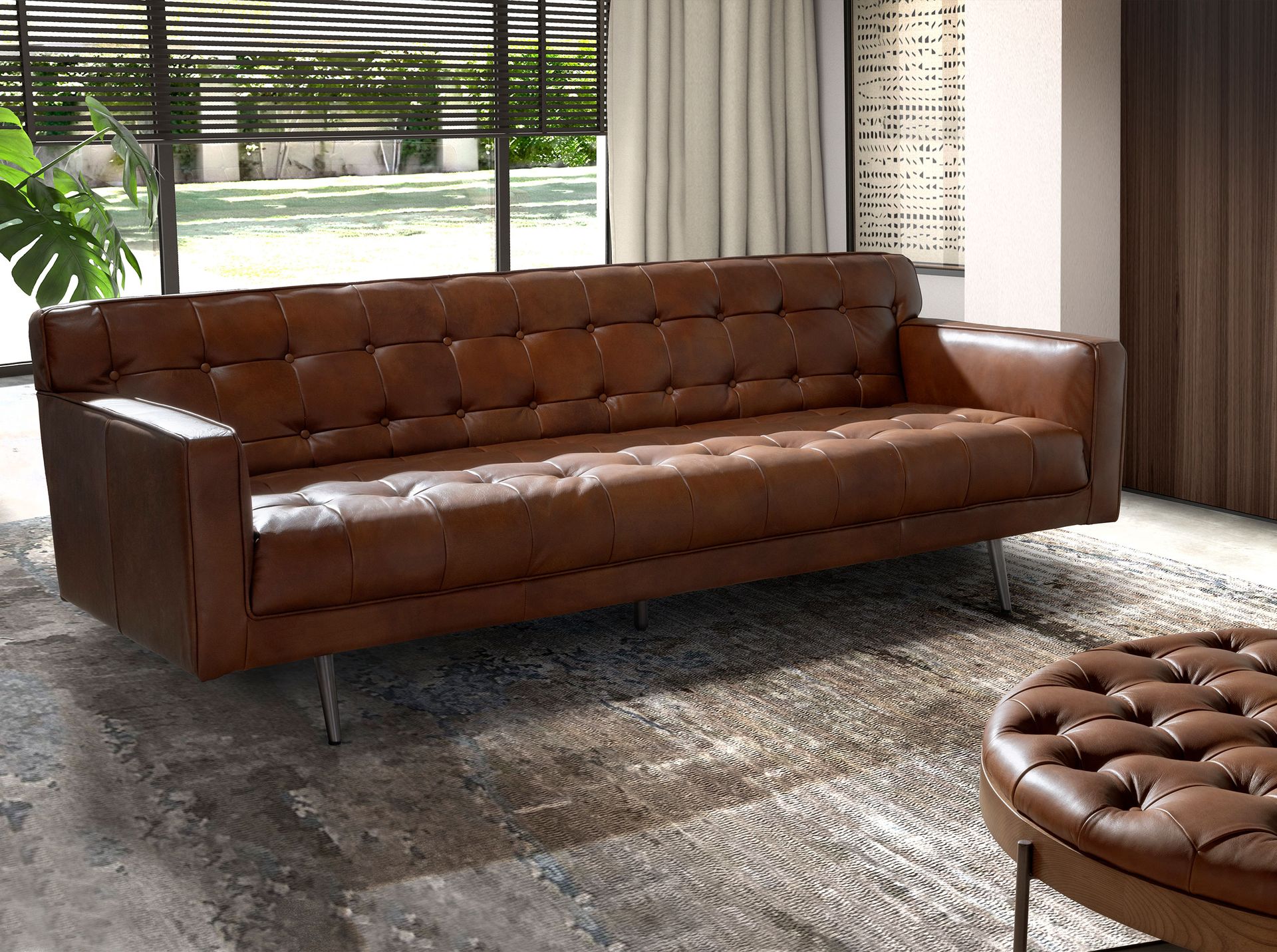 Диван Chester 3-местный из темно-коричневой кожи модель 6225 Angel Cerda