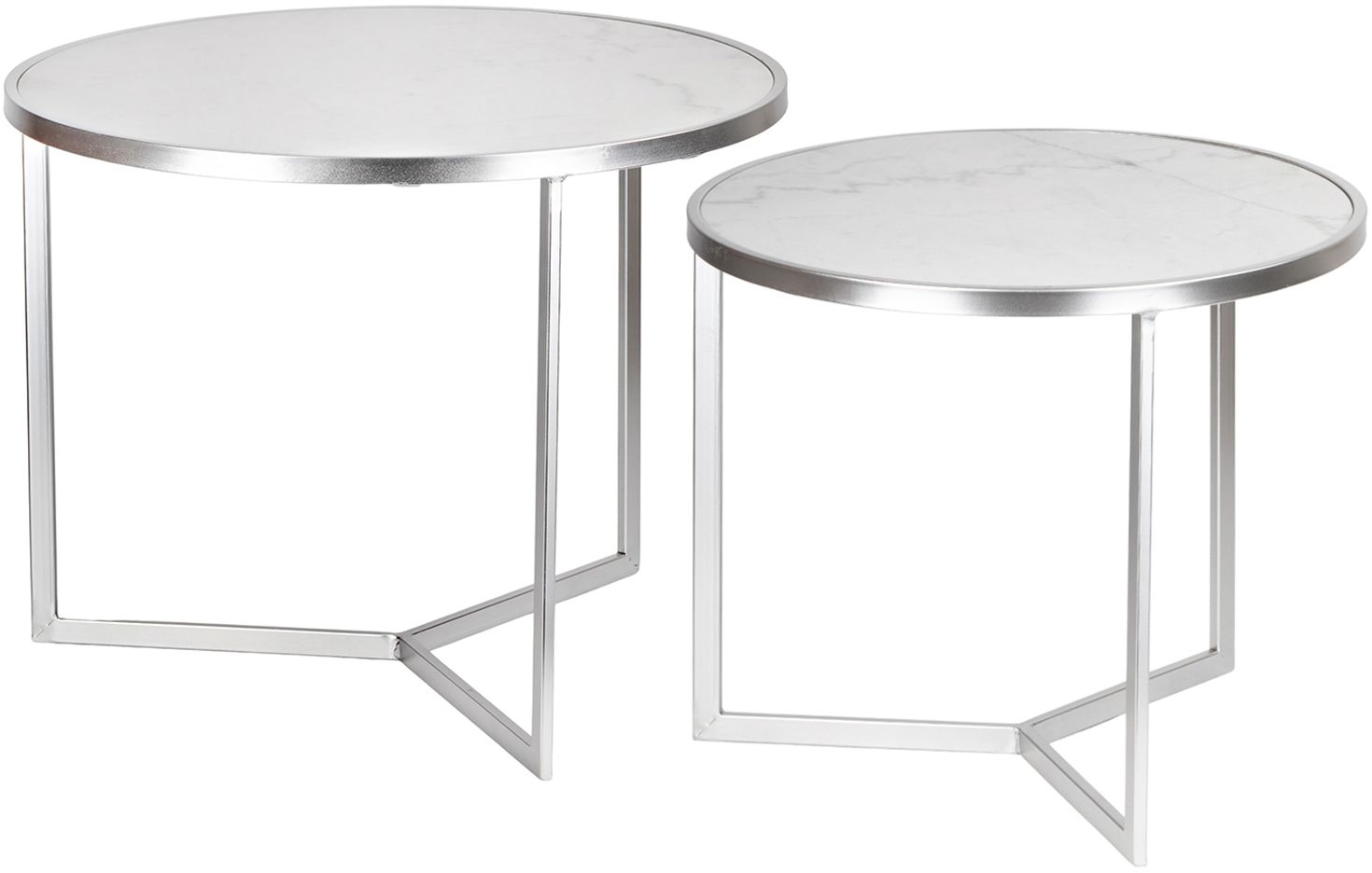 Столики кофейные с белым мрамором, набор Glasar 54-259/258