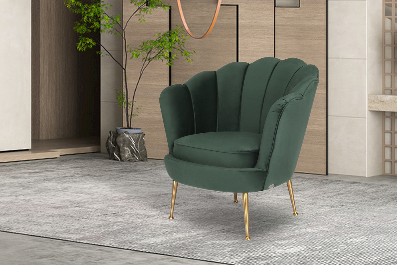 Кресло велюровое зеленое Garda Decor 87YY-1907 KRES ZEL