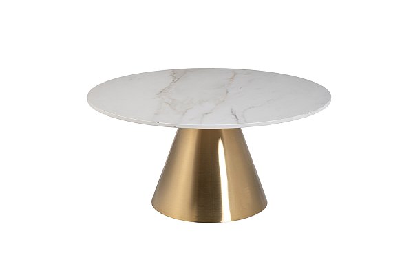 Стол журнальный круглый керамогранит белый Garda Decor 76AR-00910